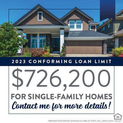 Good news! FHFA raised the 2023 conforming loan limit giving YOU MORE BUYING POWER!
 Apply today!
 www.denisedoeshomeloans.com