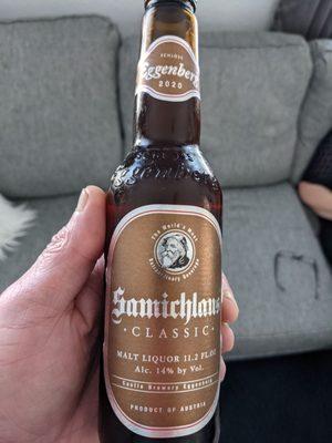 Samichlaus Classic... 14% ABV.  Product of Austria the most unique beer I've ever tasted in my life. Limited release.