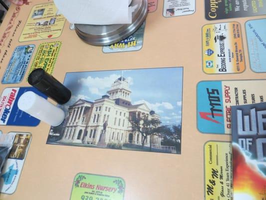 table with picture of Bell County Courthouse