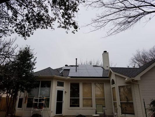 Solar panels on the back of the house