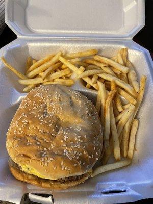 Cheeseburger and fries