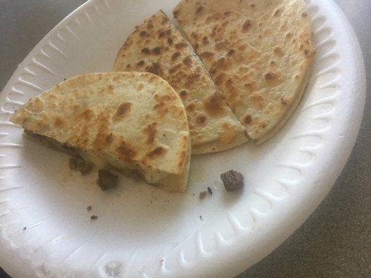 Cheese quesadilla and a asada quesadilla. Yum