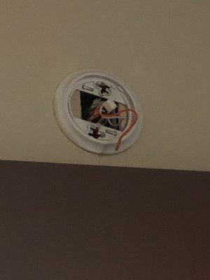 Broken smoke detector. Not only illegal, but the whole room smelled like smoke.