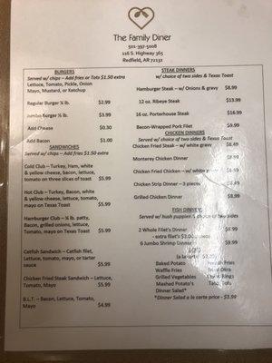 Menu December 29, 2017