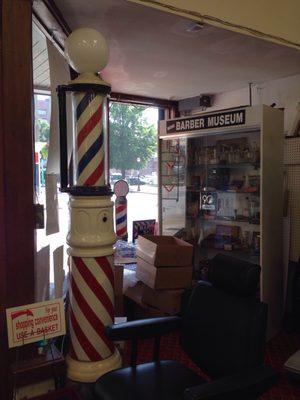 small barber museum & vintage barber pole