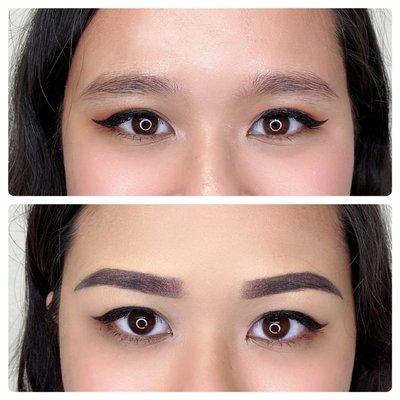 Before and after Ombre Tattoo Eyebrows procedure