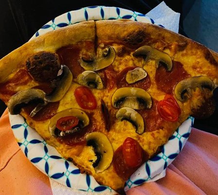 Got the pepperoni pizza, amazing! (Added shrooms and cherub tomatoes myself when I reheated at home. CRUST IS PERFECTION!)