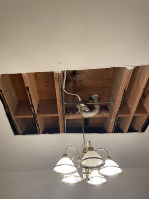 Dining room ceiling leak 4+ months paid on time always