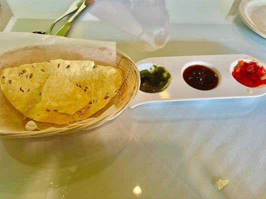 Complimentary Papad crispy savory chips with chutney