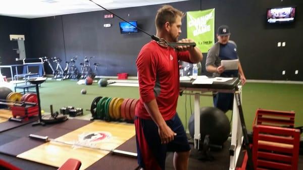 Boston Red Sox top prospect Brian Johnson working on arm care during his off-season