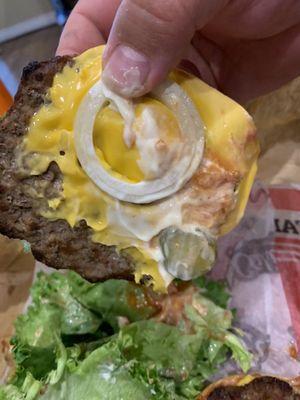 The onions on my NO onion burger !!