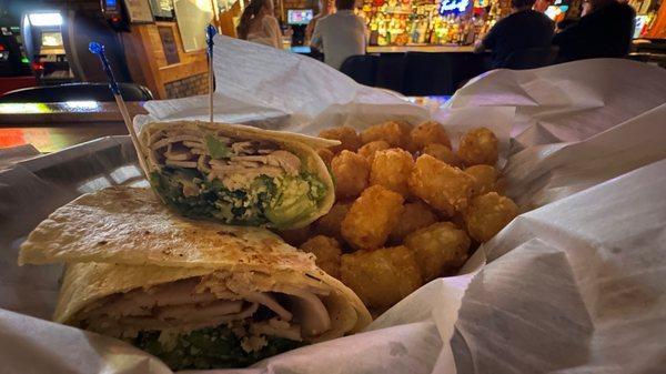 Turkey Cesar Wrap with tots