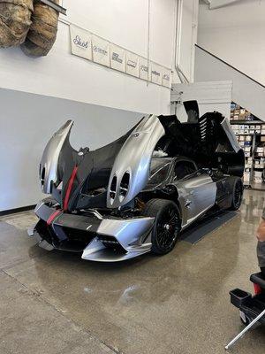 Pagani Huayra BC Roadster protected with our Paint Protection Film.