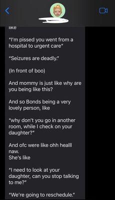 (Continued) conversation  my son has with Dr Elizabeth Bond after her altercation