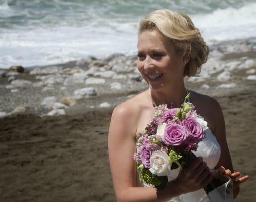 My hair endured the windy ceremony at Rockaway Beach.