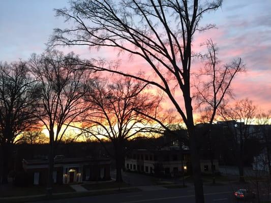 Sunset view from the 2nd floor balcony off of the library