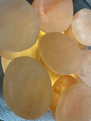 Some Himalayan salt rocks he uses for certain massages ..