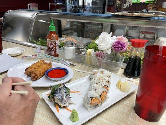 Spicy tuna roll eggrolls, also had the miso soup and Miami roll which was phenomenal