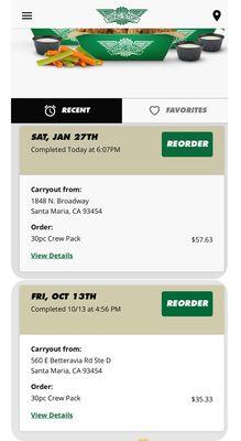 Wingstop orders