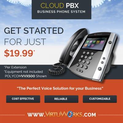 Virtuworks Cloud PBX - Start today for only $19.99 per extension. Just contact us and mention this Yelp coupon!