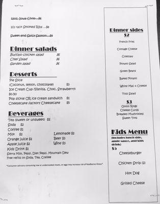 Paper supper menu