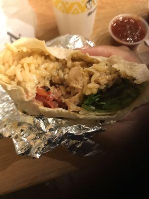 Sinaloa chicken burrito