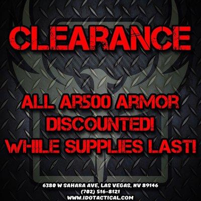 All Ar500 Armor Plates are 30% off now. IDO Tactical 6380 W Sahara Ave Las Vegas, NV 89146 (702) 516-8121 ---------------------