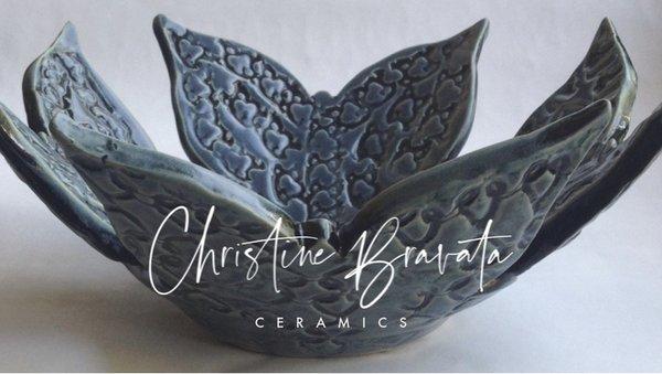 Butterfly bowl. Porcelain 12" x 6" by Christine Bravata Ceramics