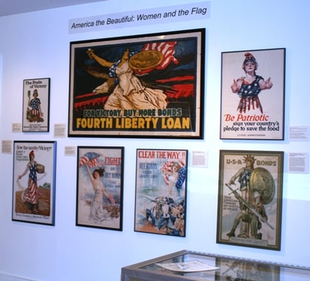 Our current exhibition, America the Beautiful: Women and the Flag, front gallery