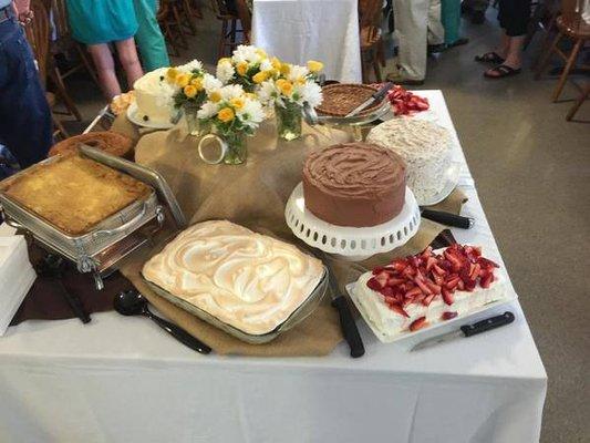 Laura created a stunning homemade dessert display for a class reunion at The Old Place.