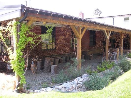 side porch at the Brick Garage