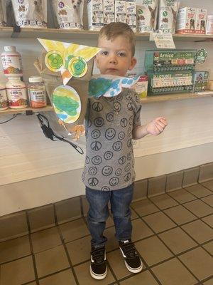 Grandson Aiden and his craft of the day