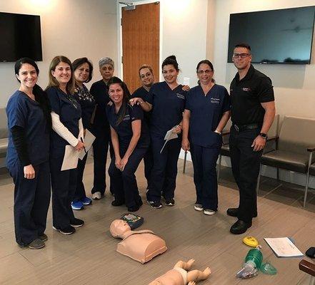 Instructor Alex instructing an AHA BLS course.