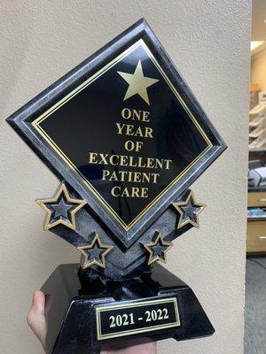 Patient Care excellent service award