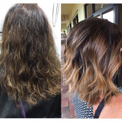 Wow!  Lacey performed a miracle on my grown out, dull hair.  I'm so happy with my cut/highlight/style!