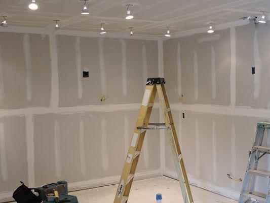 Added drywall to this full basement.