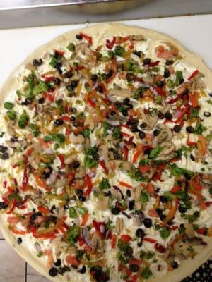 White pizza with vegetables