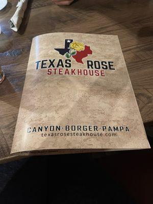 Menu from Texas Rose.