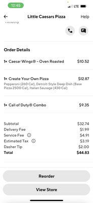 My order where it clearly says deep dish