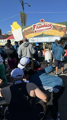 Line for the beef sandwich after the race