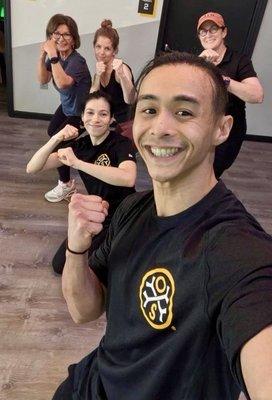 Here I am pictured with Trainer JC and a group of us in a Saturday Boxercise class which is so much fun and cardio intensive.