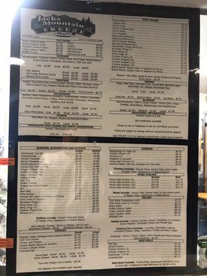 Jacks Mountain Freeze Menu