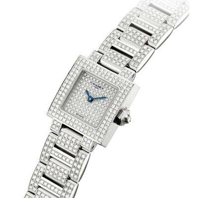 Chaumet : 18K White Gold And Diamond Set Square Wristwatch