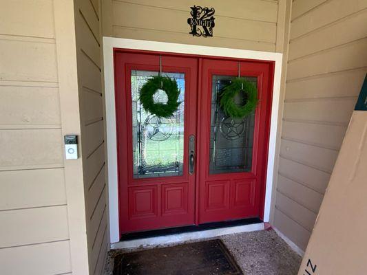 A bold red door can make for a more dramatic entrance