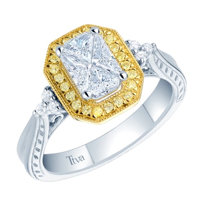 14K White and Canary Diamond Ring.