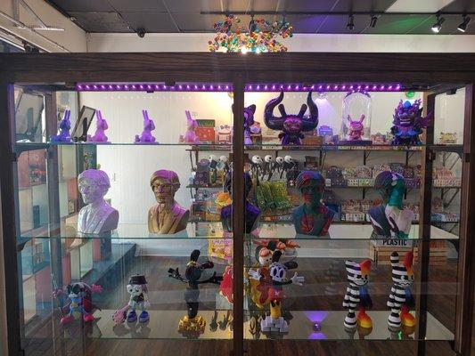 Glass case of specialty items as you walk in the door.