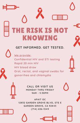 Free confidential asymptomatic testing