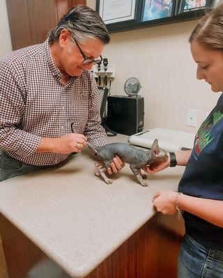 Dr. Suazo and Veterinary Assistant, Alyssa during a pediatric examination.