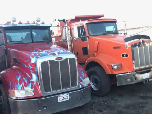 Dump trucks used to haul earthly material