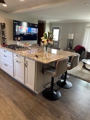 Kitchen island with granite countertop